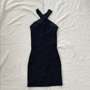Babaton Midnight Blue Strapless Black Dress